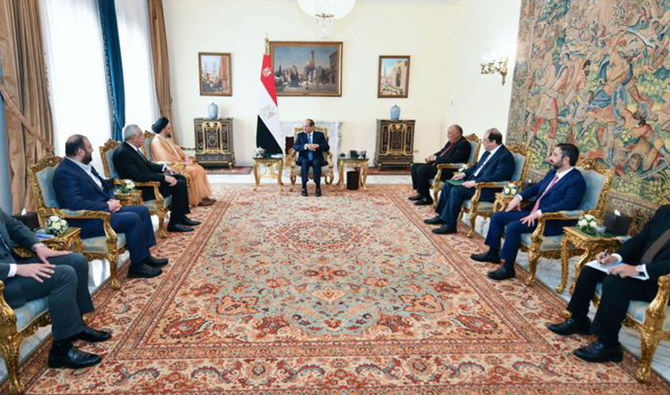 During the meeting, El-Sisi affirmed his pride in the fraternal relations between Cairo and Baghdad and his government’s support of Iraq’s efforts to achieve progress. (Egyptian Presidency)