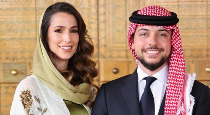 Crown Prince Al-Hussein bin Abdullah II and Rajwa Khalid Al-Saif. (Petra)