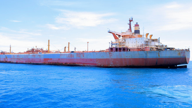 FSO Safer is moored off the coast of Ras Issa, Yemen, prior to the start of an operation led by the UN to unload it, on May 30, 2023. (Reuters)