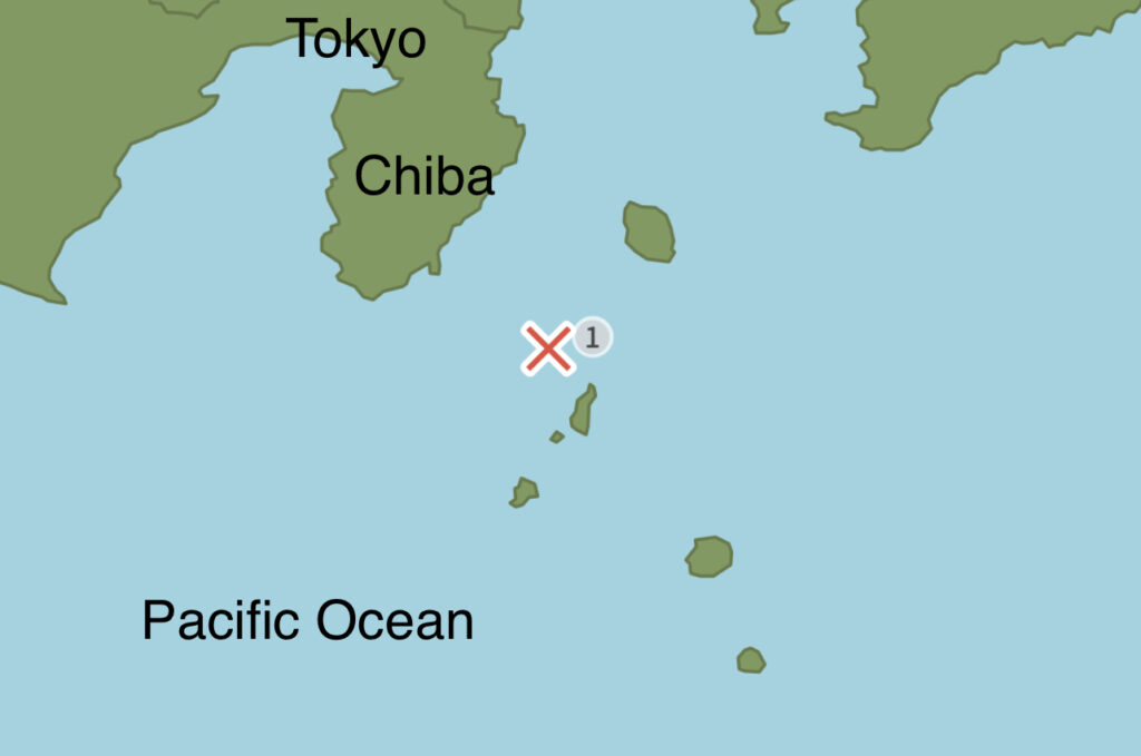 Earthquake measuring 5.3 on the Richter Scale struck near the islands of Toshima and Niijima. (WeatherAgency)