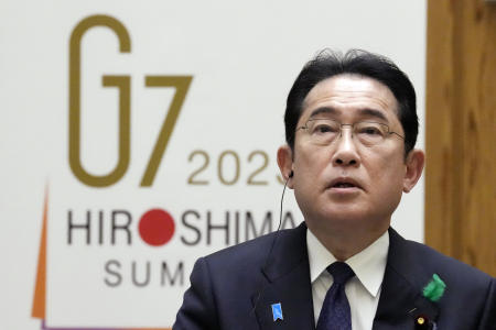 Japan's Prime Minister Fumio Kishida speaks during an interview with foreign media members at the Prime Minister's official residence Thursday, April 20, 2023, in Tokyo. (AP/file)