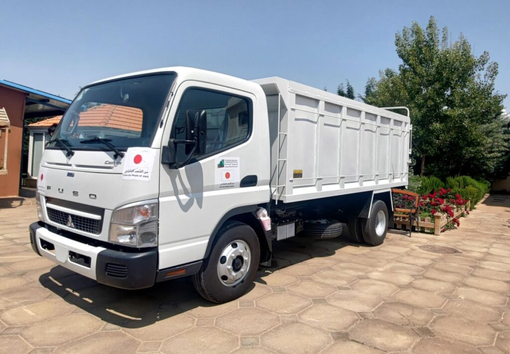 Waste collection trucks provided by Japan to four municipalities in Baalbek-Hermel. (Supplied)