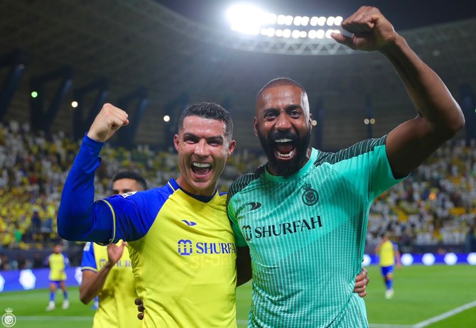 Cristiano Ronaldo saved his best goal since arriving in Saudi Arabia for when Al-Nassr needed it most on Tuesday, scoring the decisive strike in a dramatic 3-2 victory against Al-Shabab. (Twitter/AlNassrFC_EN)