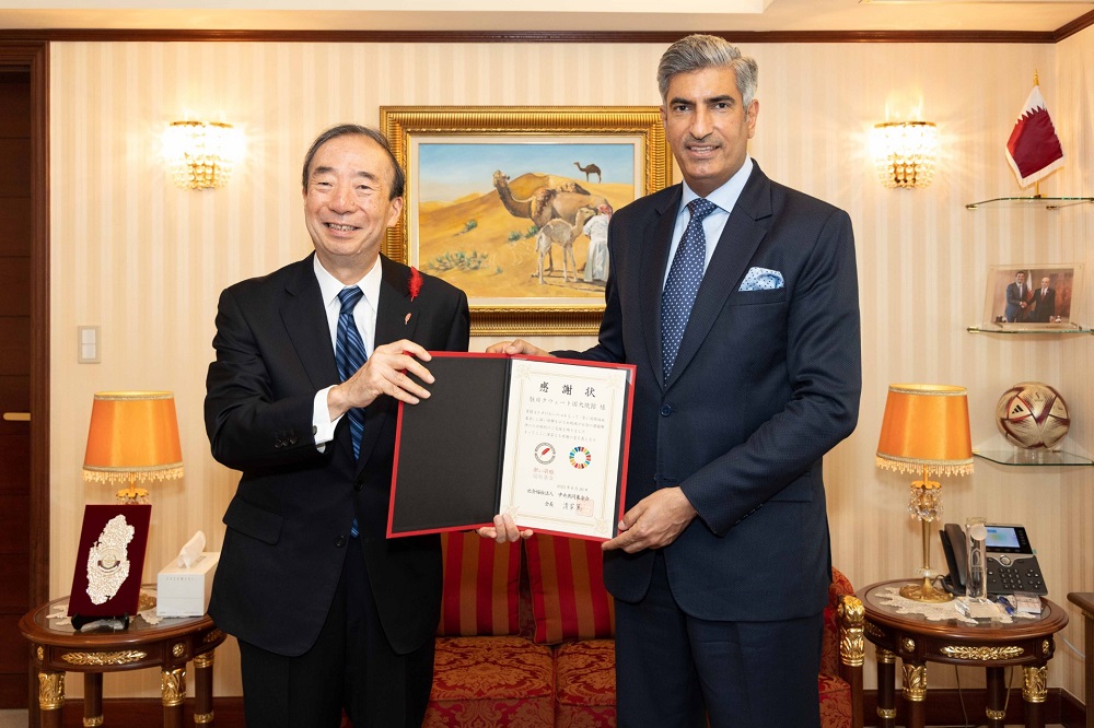 RFWF President Seike Atsushi with Ambassador Sami Al-Zamanan of Kuwait. (ANJ)