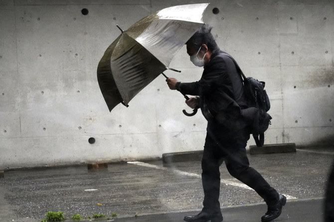 Tropical Storm Mawar had sustained winds blowing up to 82kph on Friday afternoon and was blowing east-northeast at 25kph, the Japan Meteorological Agency said. (AP)