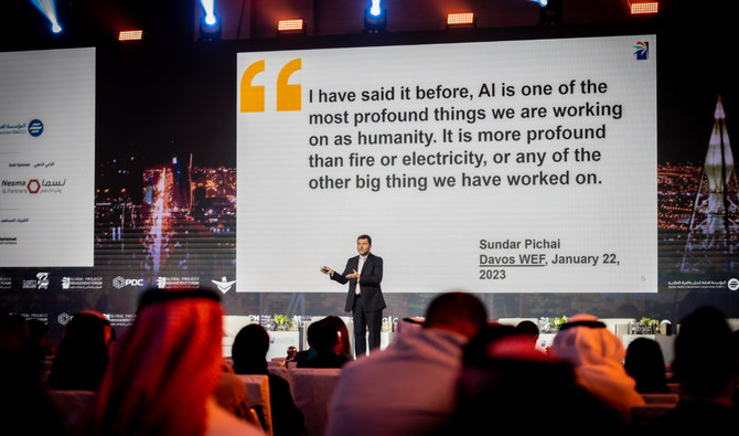 Dr. Ricardo Vargas, A global leader in project management speaks at the Global Project Management Forum 2023 in Riyadh. (AN photo by Huda Bashatah)