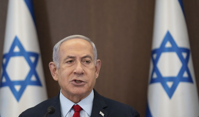 Israeli Prime Minister Benjamin Netanyahu chairs a cabinet meeting at his office in Jerusalem, on June 18, 2023. (AFP/File)