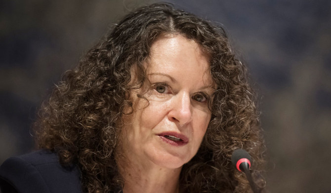 US Ambassador to the United Nations Human Rights Council Michele Taylor delivers a speech at the opening of hearings of the United Nations Committee on the Elimination of Racial Discrimination (CERD) in Geneva on August 11, 2022. (AFP)