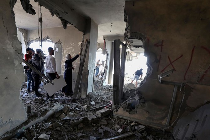The destroyed house belongs to Kamal Jouri, one of two Palestinians suspected of killing SSgt. Ido Baruch in a drive-by shooting in the northern West Bank in October. (AFP)