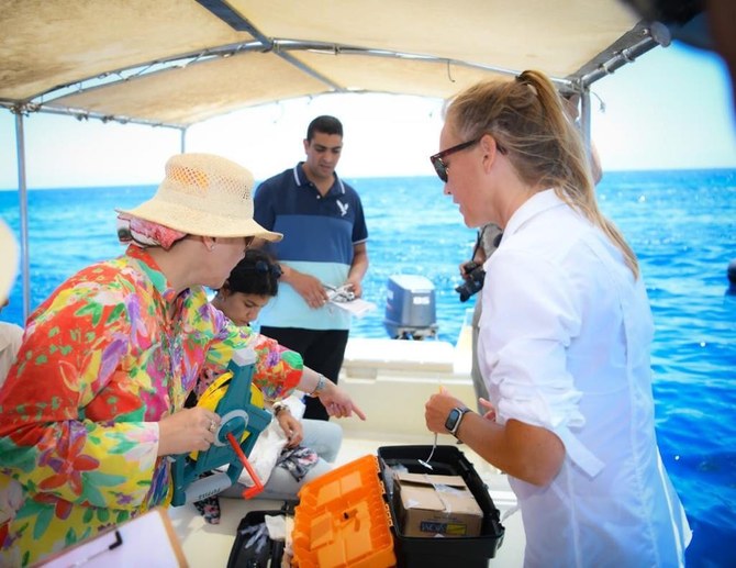 A specialized team monitor the behavior of sharks off Egypt’s Red Sea coast. (Supplied)