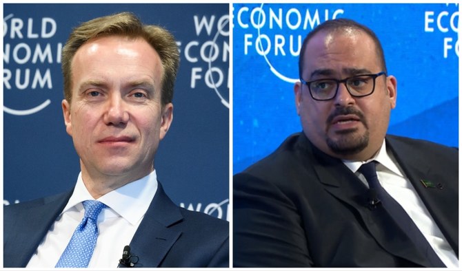 Saudi Arabia’s minister of economy and planning Faisal bin Fadel Al-Ibrahim met on Wednesday with Borge Brende, the president of the World Economic Forum (WEF). (WEF/File Photos)