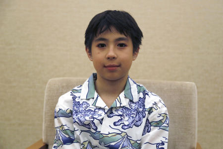 Maholo Onoe poses during an interview at the Kabuki Theater in Tokyo, on May 18, 2023. (AP)