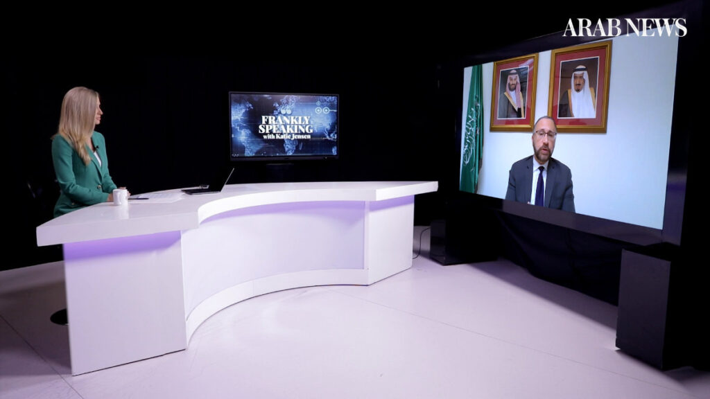 Frankly Speaking host Katie Jensen interviewing Fahad Nazer, spokesman for the Saudi Embassy in Washington, D.C. (Supplied)