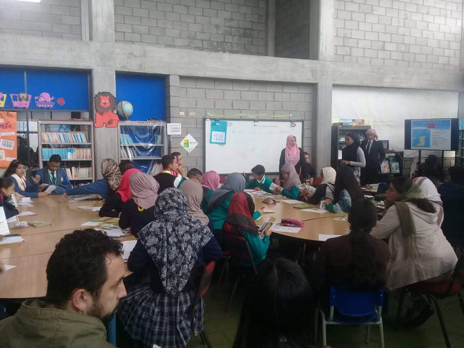 Maria Jose Acevedo doing Dawah in a school. Many girls were interested in Islam and asked to try on a hijab. (Supplied)