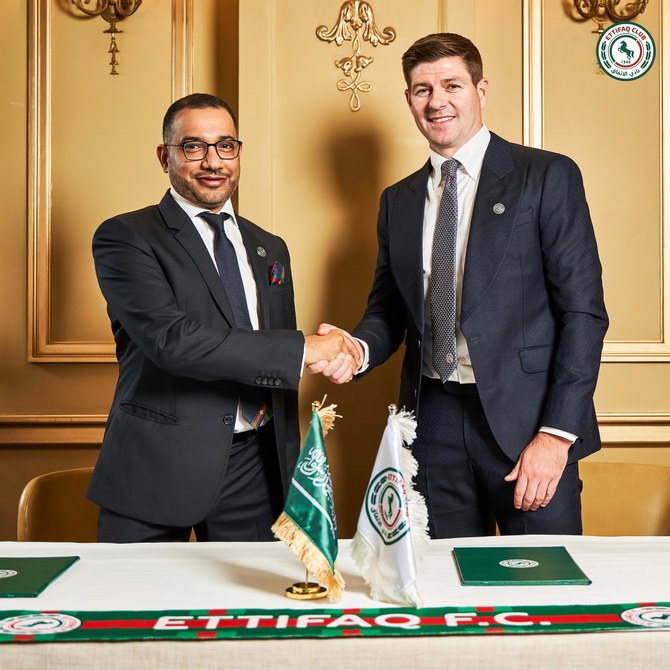 Former Liverpool captain Steven Gerrard is the latest star name to make the move to Saudi Arabia after signing a deal to become head coach of Al-Ettifaq. (Twitter/@akhbaar24sports)