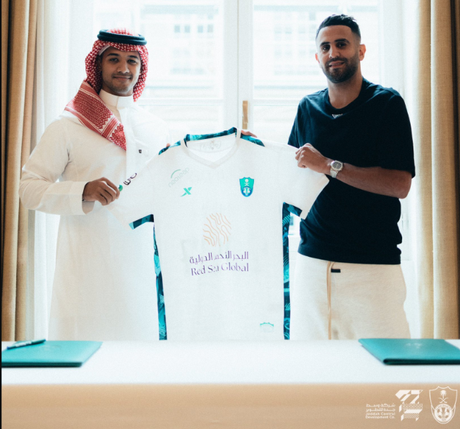 Algeria international Riyad Mahrez has become a former Manchester City player after signing a new contract to play for Saudi Arabia’s Al-Ahli football club on July 28, 2023. (Twitter/@ALAHLI_FCEN)