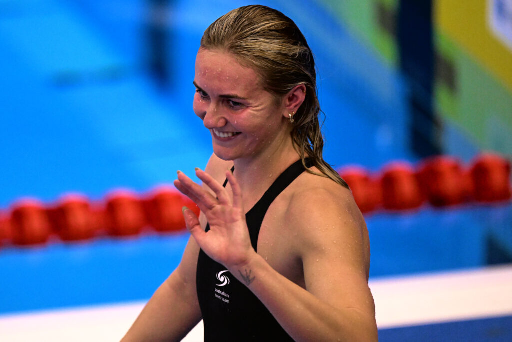 Ariarne Titmus swam the distance in 3 minutes, 55.38 seconds (AFP). 