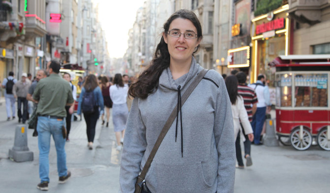 This picture provided late on July 5, 2023 by Syrian citizen journalist Ahmad Mohamad who took the photo in Istanbul on May 26, 2017, shows Israeli-Russian academic Elizabeth Tsurkov who had been missing in Iraq for months. (AFP)