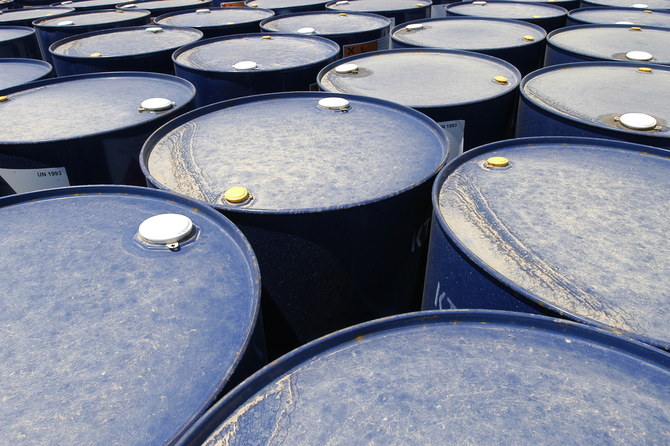 Brent crude fell $1.32, or 1.7 percent, to $78.55 a barrel by 11:42 a.m. Saudi time (Shutterstock)