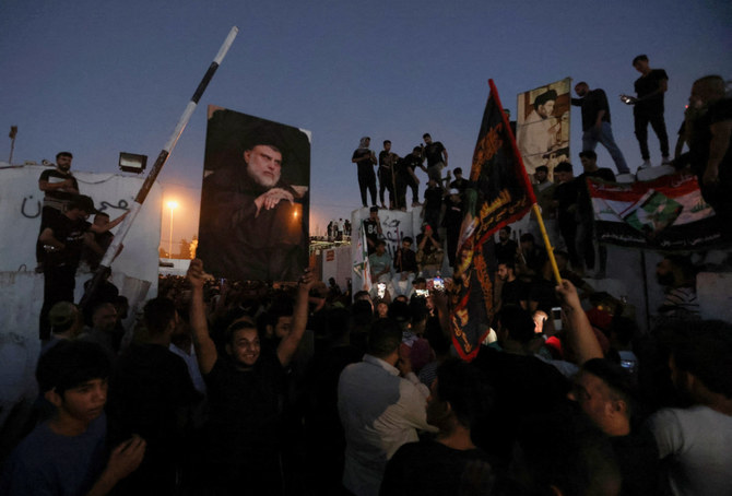 Protesters gather near the Swedish embassy in Baghdad on July 20, 2023, hours after the embassy was stormed and set on fire ahead of an expected Qur'an burning in Stockholm, Sweden. (REUTERS/Ahmed Saad)