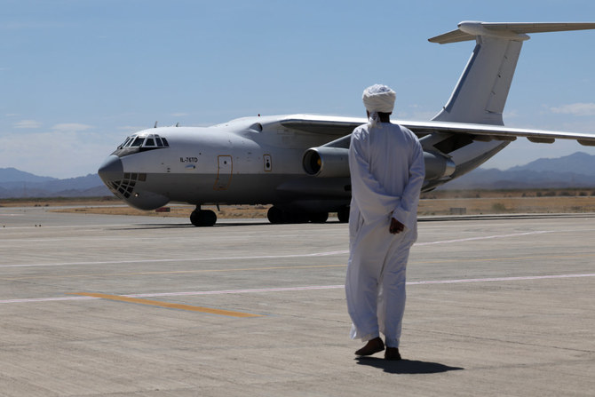 In this photo taken of May 5, 2023, a Russian-made Ilyushin Il-76 aircraft is seen at the airport in Port Sudan, eastern Sudan. A civilian Antonov aircraft crashed at the airport on July 23, 2023, killing at least nine passengers and crew. (AFP file photo)