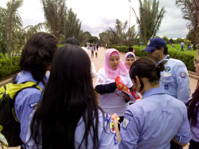 Maria José Acevedo is seen talking to groups of boy scouts about Islam in Colombia with the goal of raising awareness on religious diversity. (Supplied)