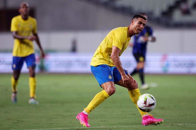 Cristiano Ronaldo was a crowd favorite during Al-Nassr’s friendly against Italy’s Inter Milan at Nagai Stadium in Osaka on July 27, 2023. (AFP)