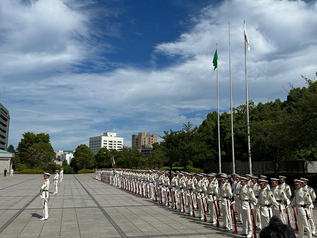 Saudi Arabian Defense Minister Prince Khalid bin Salman bin Abdulaziz Al-Saud met with HAMADA Yasukazi at Japan’s Ministry of Defense in Tokyo. (ANJ Photo)