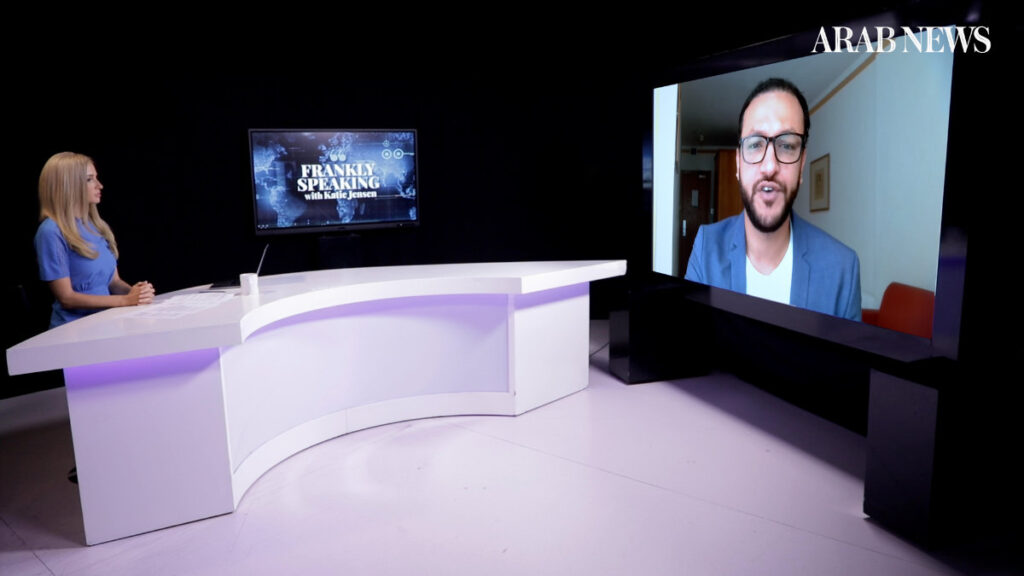 Salman Al-Ansari, a Saudi geopolitical analyst, speaks to Frankly Speaking host Katie Jensen. (AN photo)