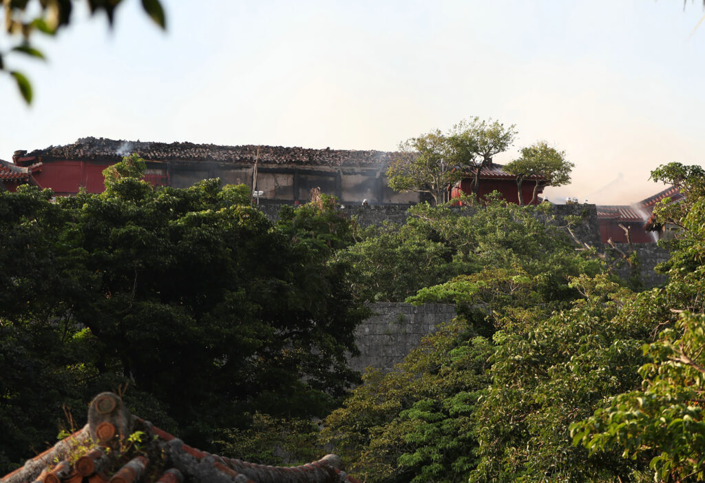 The prime minister inspected an area for visitors to observe the reconstruction process. (AFP)