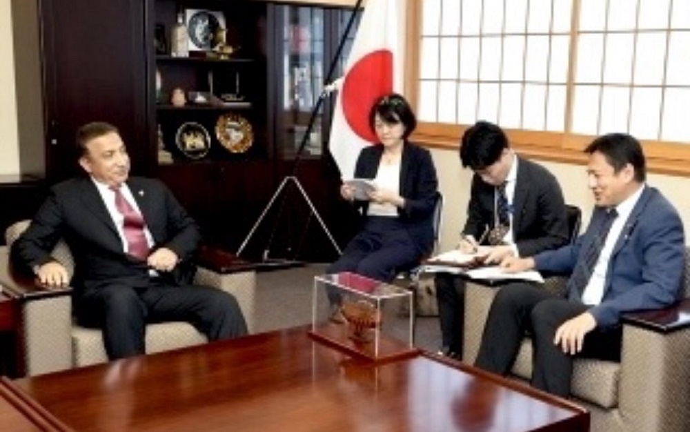 Major General Atef Moftah Saleh Tolba, the General Director of the Grand Egyptian Museum, paid a courtesy call on TAKEI Shunsuke, State Minister for Foreign Affairs, in Tokyo on Monday. (MOFA)