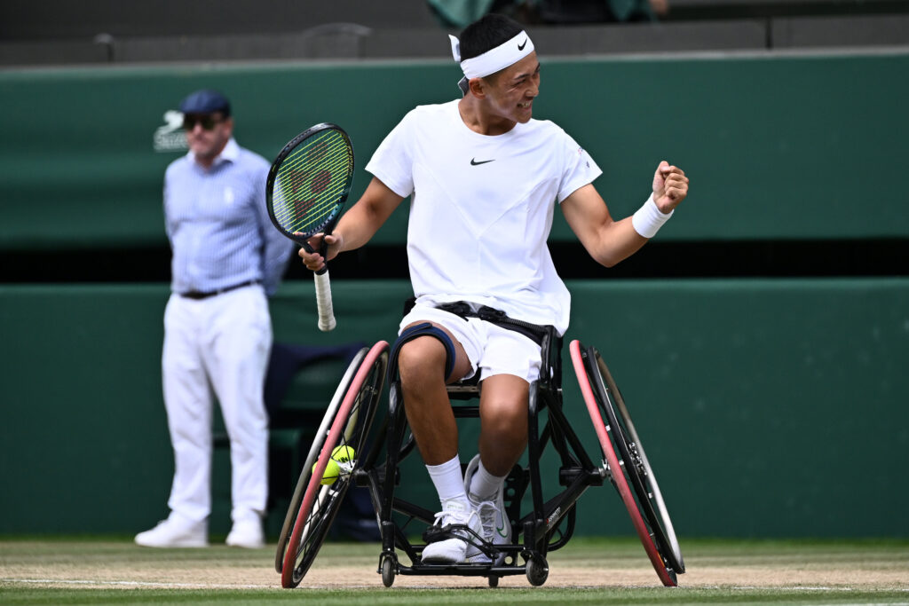 He became the youngest winner of the Wimbledon wheelchair men's singles title in July. (AFP)