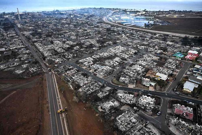 The fires began burning early August 8, scorching thousands of acres and putting homes, businesses and 35,000 lives at risk on Maui. (AFP)