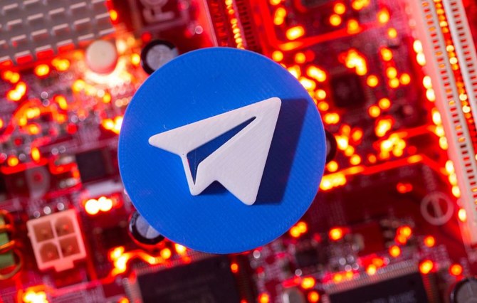 A 3D printed Telegram logo is placed on a computer motherboard in this illustration taken January 21, 2021. (File/Reuters)