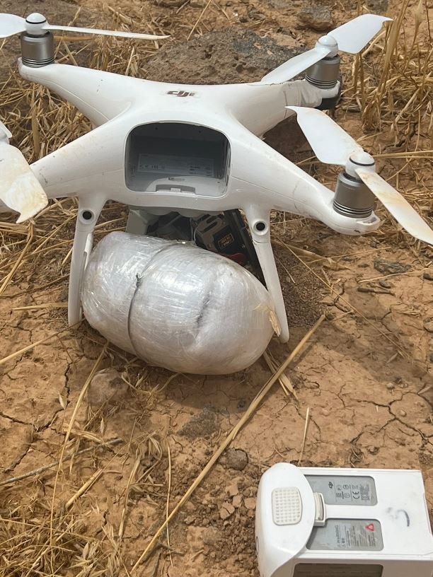 A drone carrying crystal meth that was flying into Jordan from Syria on Sunday was shot down by the Jordanian military, Petra news agency reported. (Twitter/@ArmedForcesJO)