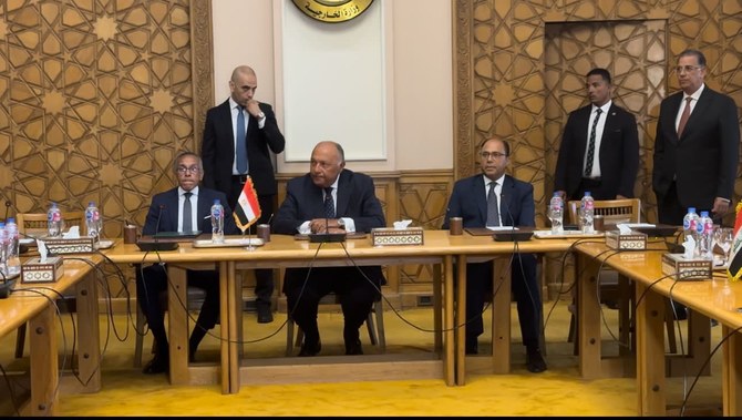 Cairo hosts a tripartite cooperation mechanism meeting between Egypt, Jordan and Iraq. (Twitter/@MfaEgypt)