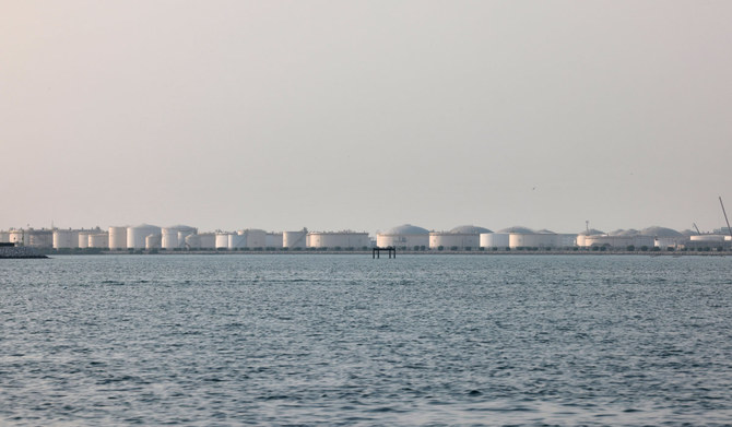 A picture taken on December 2, 2020 shows oil tanks in the port of Manama, Bahrain. (AFP/File)
