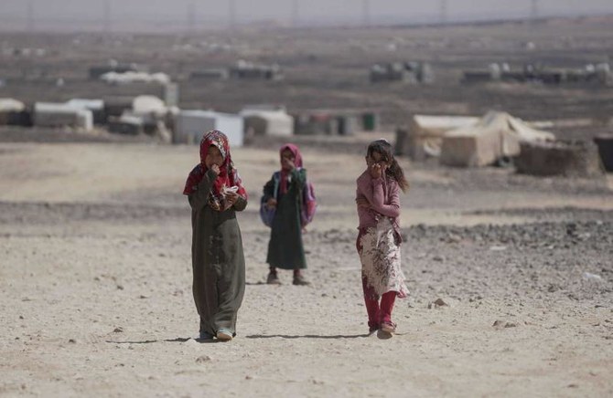 Young girls at a camp for internally-displaced people (IDPs) in Marib, Yemen, Nov. 3, 2021. (Reuters)