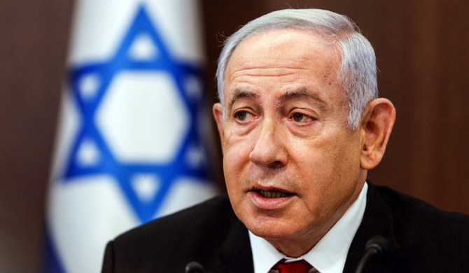 Israeli Prime Minister Benjamin Netanyahu attends a cabinet meeting at the prime minister's office in Jerusalem on August 20, 2023. (AFP)