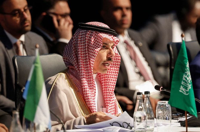 Above, Saudi Arabia’s foreign minister Prince Faisal bin Farhan during the BRICS summit in Johannesburg, South Africa. (Pool)