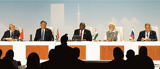 Leaders and senior officials of Brazil, Russia, India, China and South Africa meet in Johannesburg on the final day of the 15th BRICS summit on August 24, 2023. (AN photo by Abdulrahman Shalhoub)