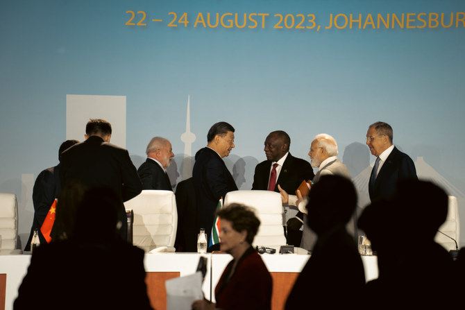 Leaders and senior officials of Brazil, Russia, India, China and South Africa meet in Johannesburg on the final day of the 15th BRICS summit on August 24, 2023. (AN photo by Abdulrahman Shalhoub)