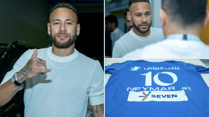 Brazilian superstar Neymar was unveiled to fans at Al-Hilal on Saturday as he became the latest world-famous footballer to sign for a club in the Saudi Pro League. (Twitter/@AlHilal_FC)