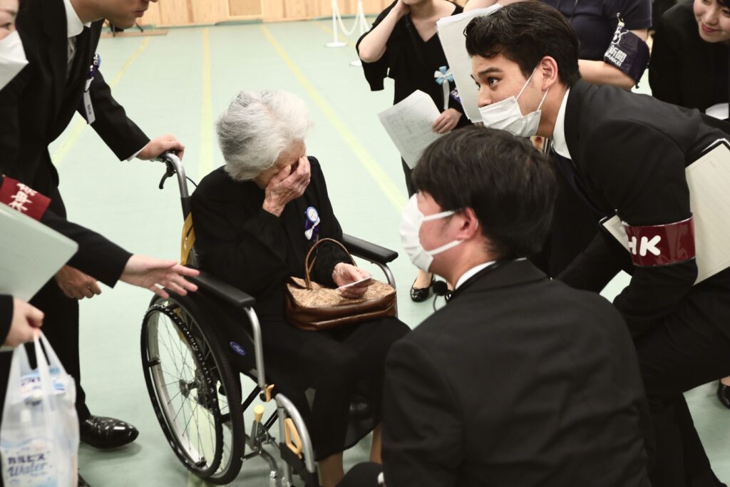 TAKEUCHI Emiko, 104, lost her husband, a soldier on the Chinese front, when he was 33 years old (ANJ).