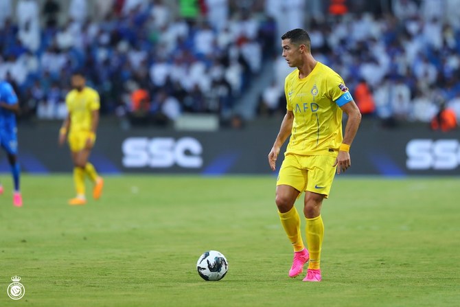 Cristiano Ronaldo delivered Al-Nassr’s first trophy of the season with both goals in an unforgettable 2-1 victory over Al-Hilal. (Twitter/@AlNassrFC)