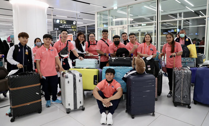 The Thai team, shown in this arrival picture at Riyadh's King Khaled International Airport, was among the first to arrive in the Kingdom. (Supplied)