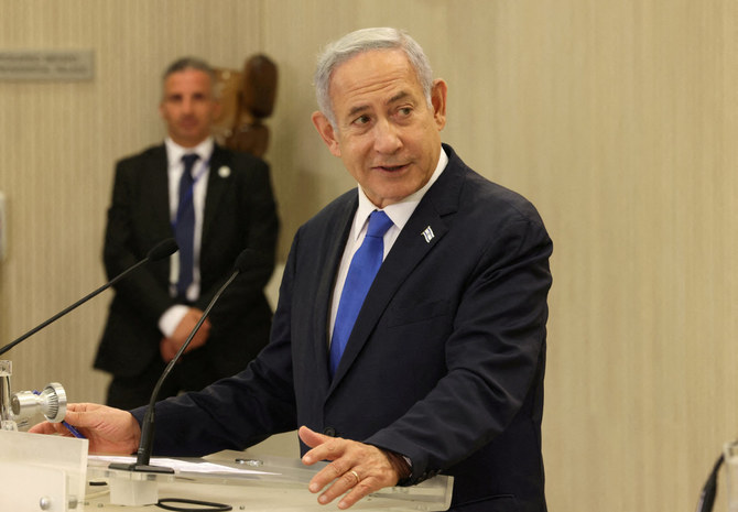 Israeli Prime Minister Benjamin Netanyahu attends a news conference with Cyprus President Nikos Christodoulides at the Presidential Palace in Nicosia, Cyprus, September 3, 2023. (Reuters)