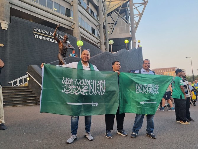 Saudi nationals traveled from far and wide to witness Roberto Mancini’s international side play the first of two historic games at the home of PIF-owned Newcastle United. (AN Photo)