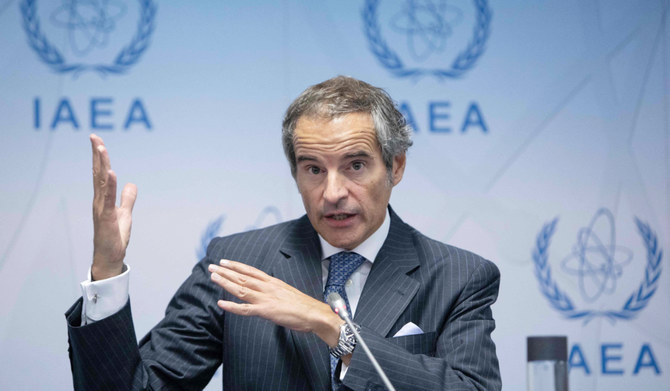 Rafael Grossi, Director General of the International Atomic Energy Agency (IAEA) speaks during to the IAEA's Board of Governors meeting at the agency's headquarters in Vienna, Austria on September 11, 2023. (AFP)