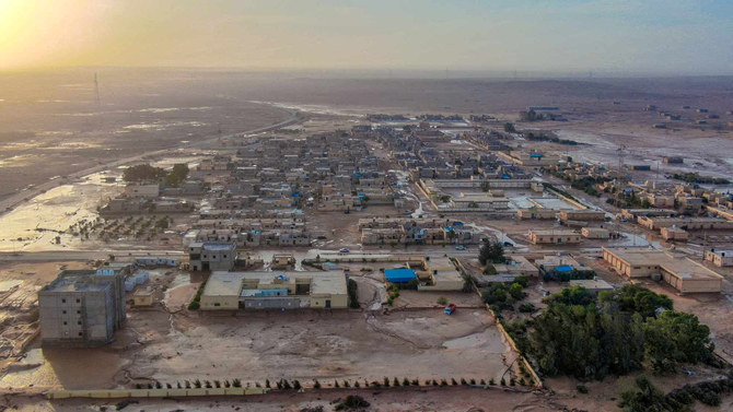 General view of flood water covering the area as a powerful storm and heavy rainfall hit Al-Mukhaili, Libya September 11, 2023, in this handout picture. (REUTERS)